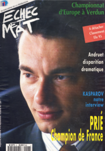 Lors de son premier titre de champion de France, Eric Prié a fait la couverture de la revue alors éditée par la FFE... en compagnie du grand Kasparov !